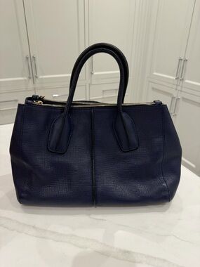 Tod’s Classic Navy Leather Satchel Handbag